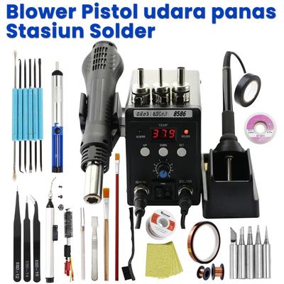Паяльная станция 2 в 1 с цифровым дисплеем, термовоздушный пистолет для SMD, паяльник 220 В, портативные инструменты для сварки, выпайки и ремонта