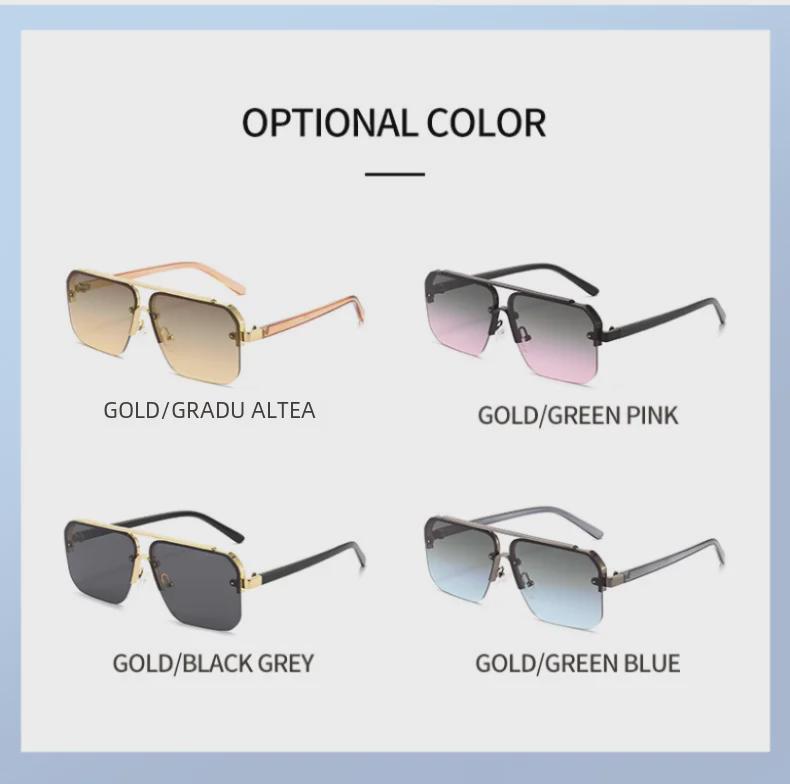 2024 Модные европейские и американские квадратные солнцезащитные очки в полуоправе для мужчин и женщин