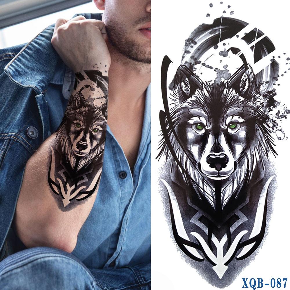 1 шт. 210*114 мм черный лес татуировка наклейка для мужчин женщин детей тигр волк смерть череп временная татуировка поддельные хна скелет король тату в виде животного