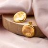 New Irregular Smooth Round Stud Earrings Concave-convex Stainless Steel Gold Fashionable Simple Earrings