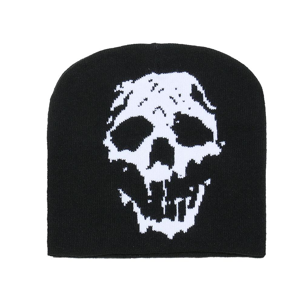 Зимняя шапка Мужская Хип-хоп Панк стиль Теплая шерстяная шапка Хэллоуин Череп Голова Жаккардовая вязаная шапка Шапка-пуловер Мужская и женская