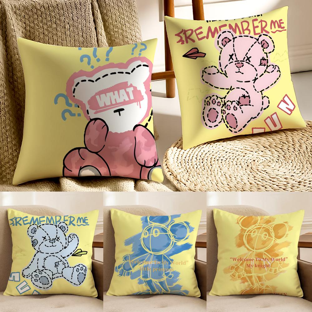 Simple Handpainted Mutton Bear Cute Cushion Cover Pillowcase Antidustmite living Room Sofa Decor Cushion Room
