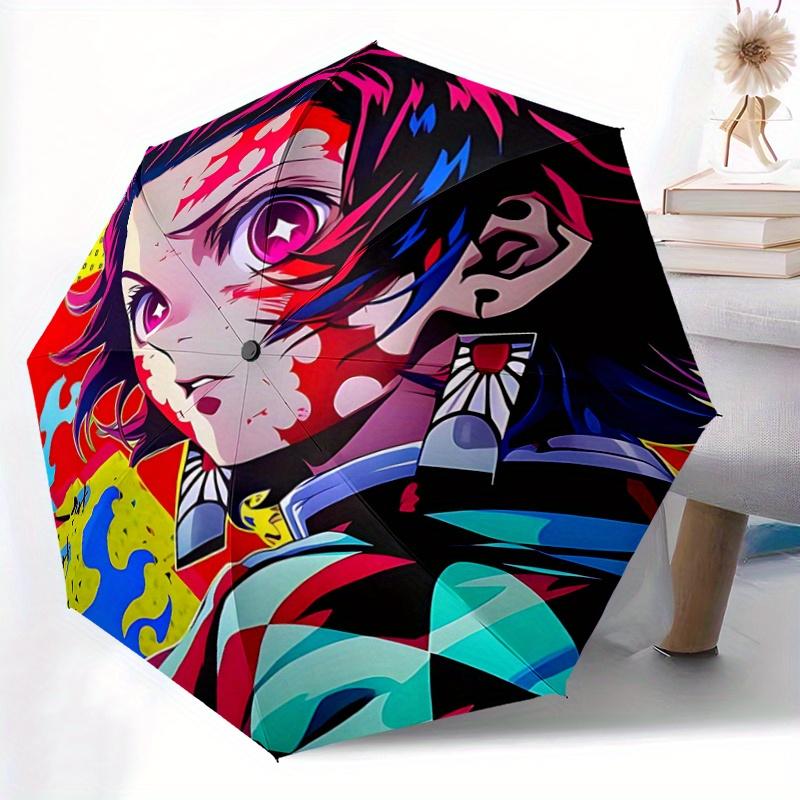 1pc Vibrant Anime Character Automatic Umbrella Design, Cute Cartoon Pattern, Portable Outdoor Umbrella, Perfect Y097