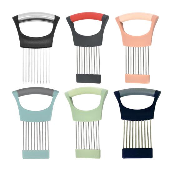 Держатель и слайсер для лука из нержавеющей стали с 10 зубцами, ручной слайсер для овощей, лука, помидоров, лимонов, мяса, кухонный инструмент для нарезки