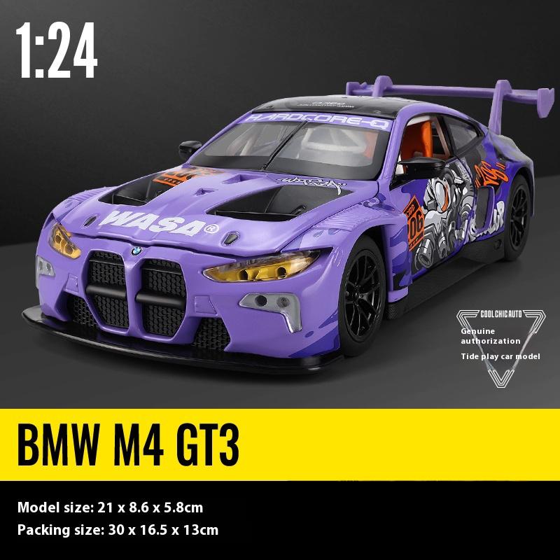 Масштаб 1/24 BMW M4 GT3 Серия WASA Литой металлический автомобиль из сплава Модель автомобиля DIY Дизайн Коллекция Декорация Бутик Модные подарки для мальчиков