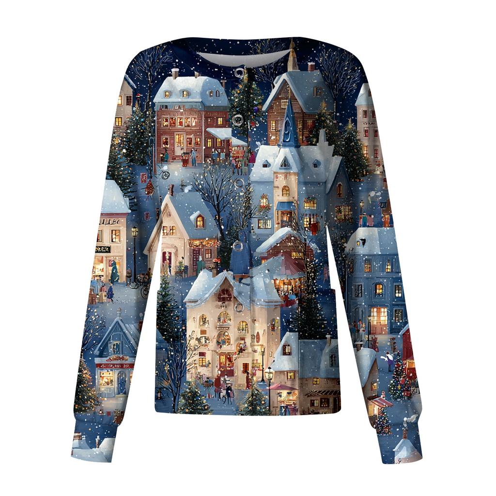 Women's Casual Long Sleeve Single Breasted Printed Dry-nurse Top