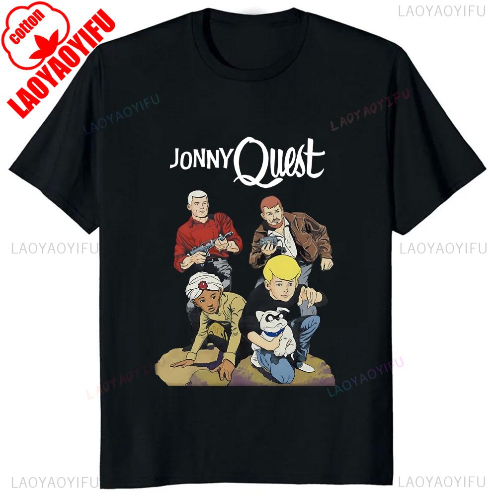 Футболка с принтом Jonny Quest Комикс Аниме Мультяшная Забавная Повседневная Мода Короткий Рукав Хип-Хоп Мужская Футболка 90-е Винтажные Футболки