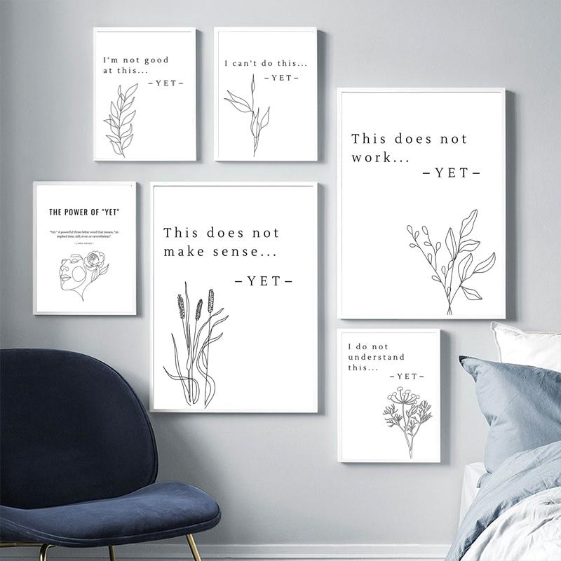 Картина на холсте в скандинавском стиле, минималистичный постер, девиз «Установка на рост», декоративные картины, мотивационное настенное искусство, картина для комнаты