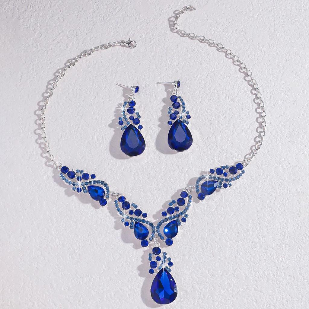 Alloy Rhinestone Necklace and Earrings Set for Women - Wedding Jewelry