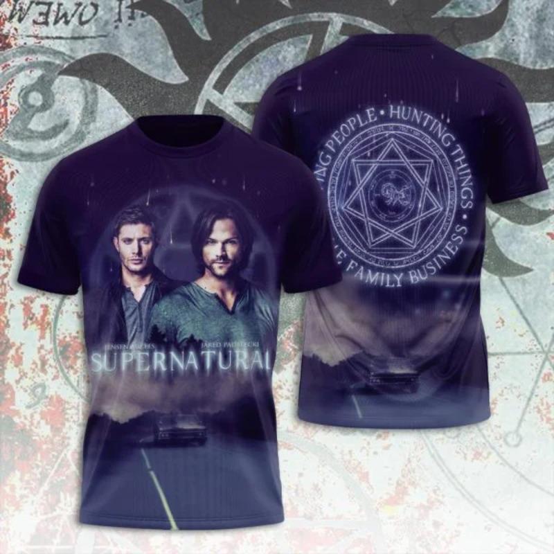 Supernatural TV Series 3D Printing Tshirt Fashion Men Women Harajuku Short sleeve O-neck Tee Top Oversized Man Cosplay Tees
