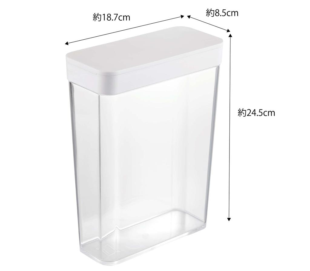 Yamazaki Хранение сухих продуктов x x Tower Раздвижное хранилище для хлопьев 4952 Контейнер, Белый, Прибл.. Ш18.7 Г8.5 В24.5см, Стиль, Застежка, Контейнер,