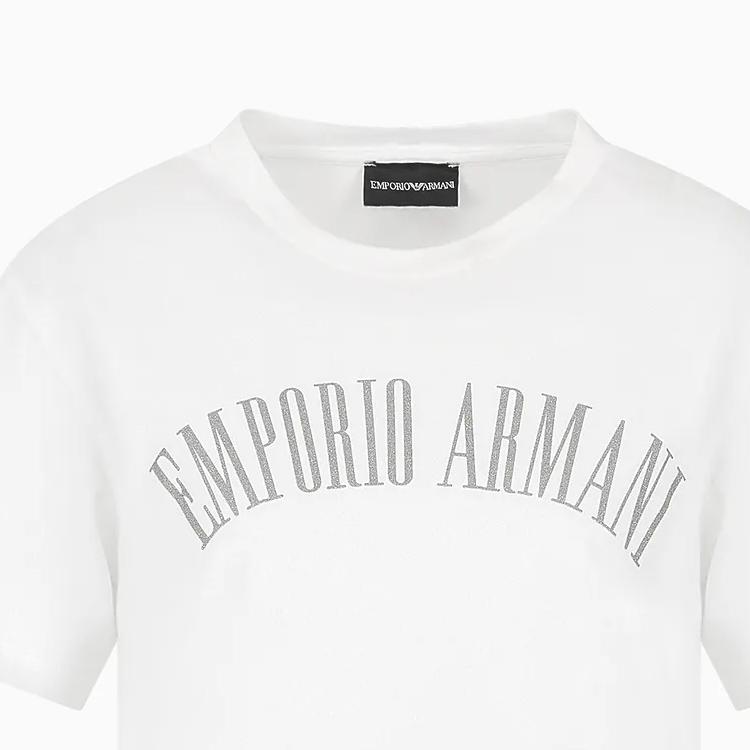Emporio Armani Женская футболка с принтом букв логотипа, круглым вырезом и коротким рукавом, белая 3D2T7S-2JIDZ-10100