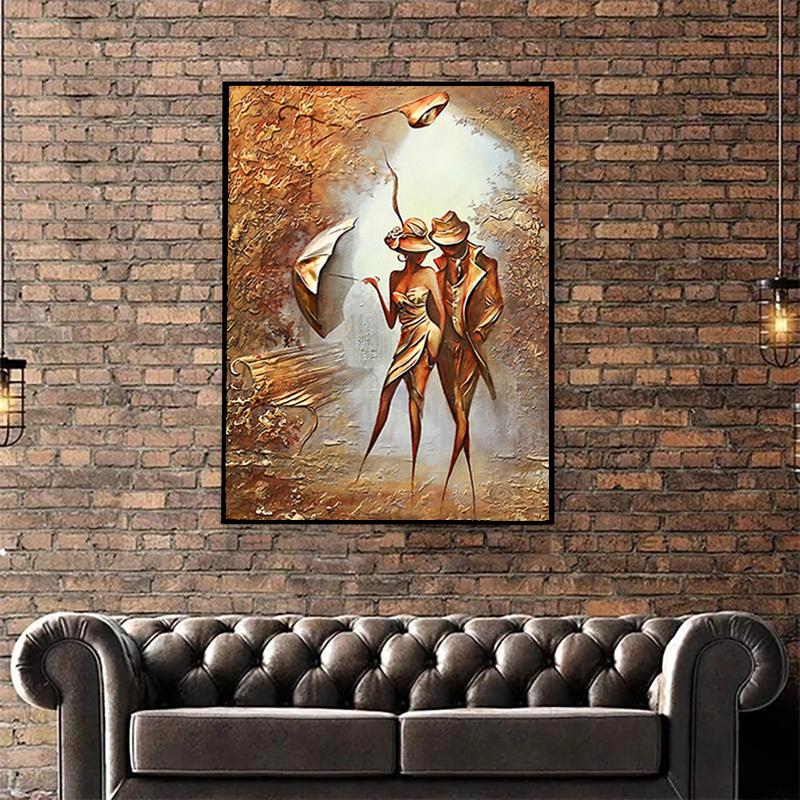 Abstract Wonderful Romantic Couple Painting On Canvas Wall Art HD Pictures Lovers Posters and Prints Warm Home Living Room Decor