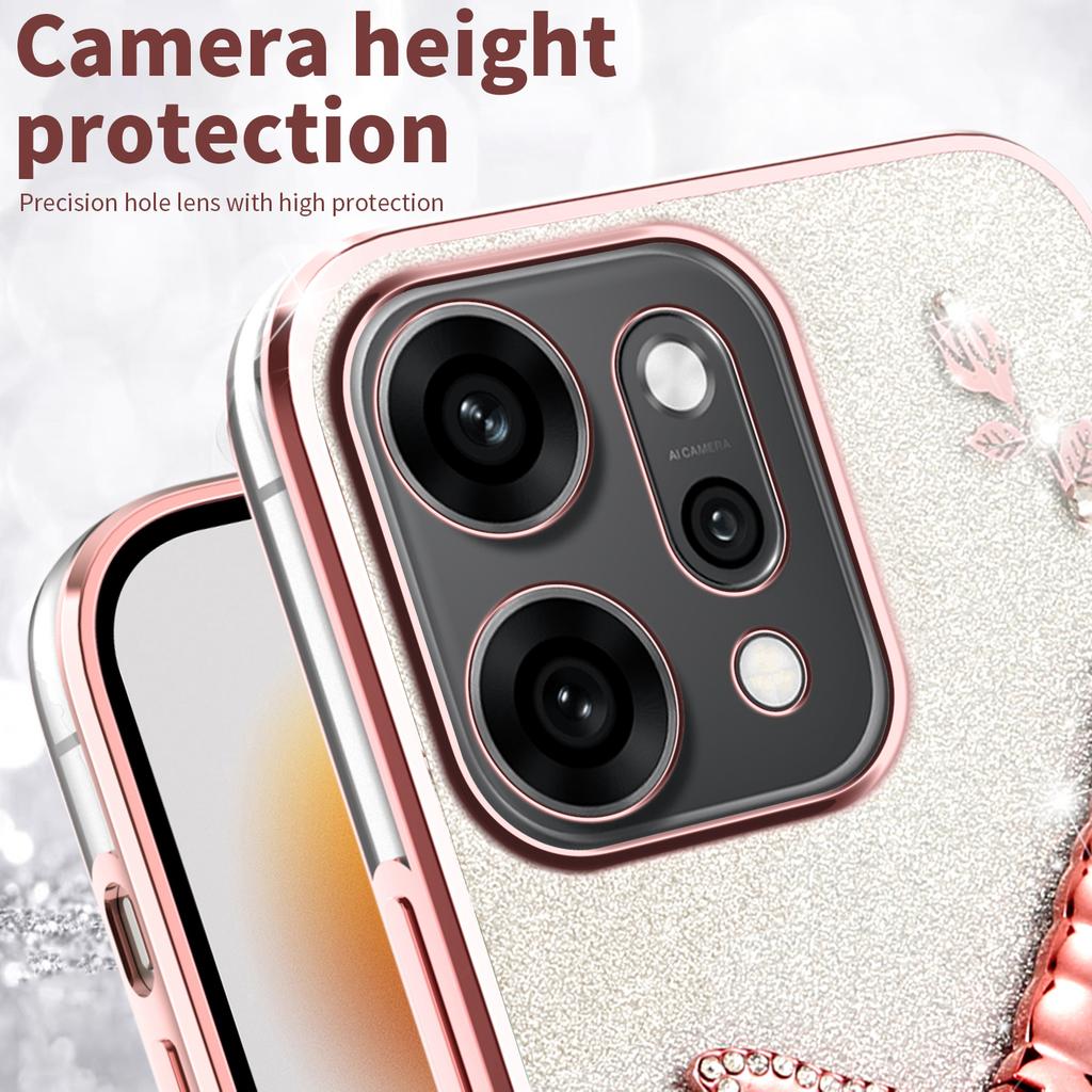 KADEM Для Oppo Reno14 5G (Глобальный) Чехол-подставка Dragonfly TPU с цветами и блестками