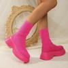 Hot Chunky Platform Pink Ankle Boots Women 2025 New Breathable Mesh Short Boots Woman Slip On Thick Bottom Sock Booties Mujer