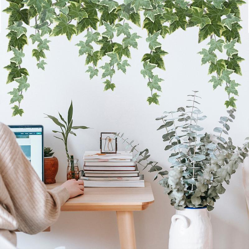 Зеленые листья настенные наклейки для дома гостиная декоративная наклейка на стену матовые обои