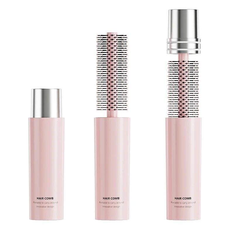 Круглая щетка для вьющихся волос, портативная телескопическая плойка, парикмахерская расческа, встроенная для фена, салон красоты, инструмент для укладки волос