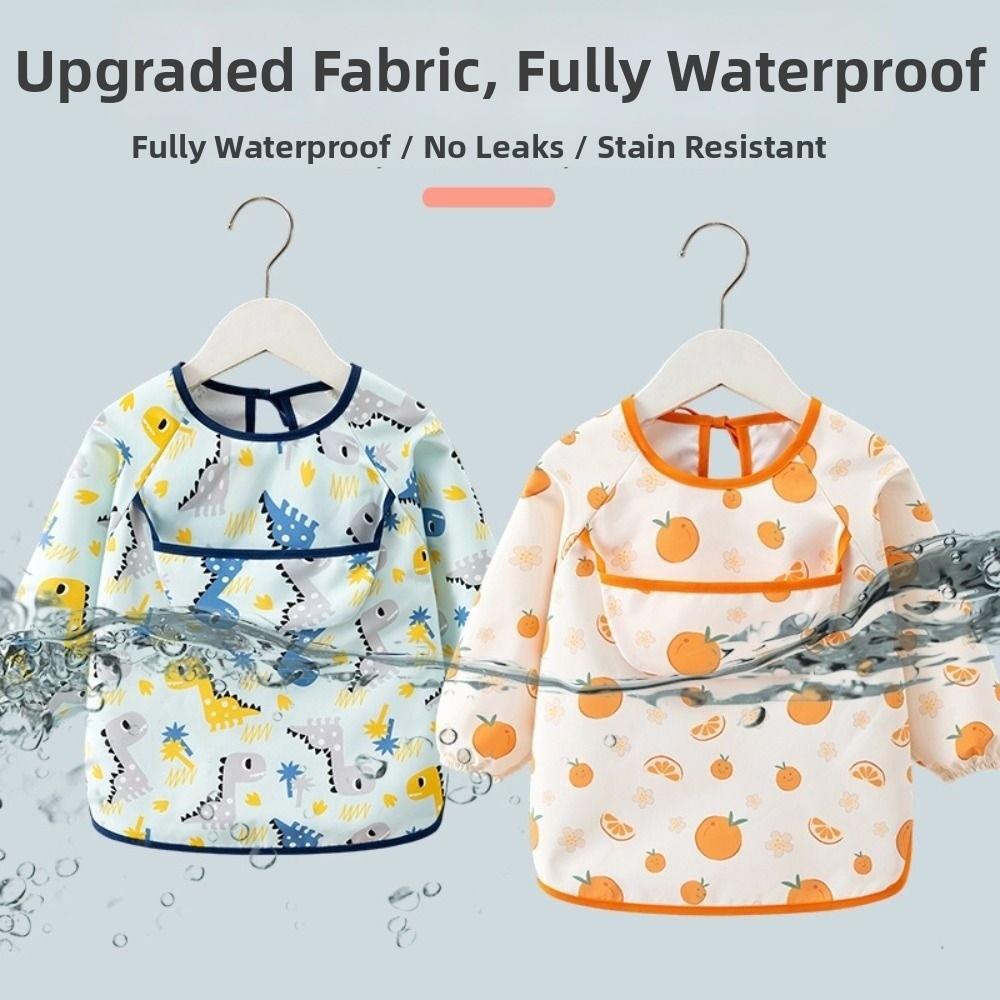 Waterproof Baby Long Sleeve Apron Feeding Blouse Toddler Bibs New Children Feeding Bib