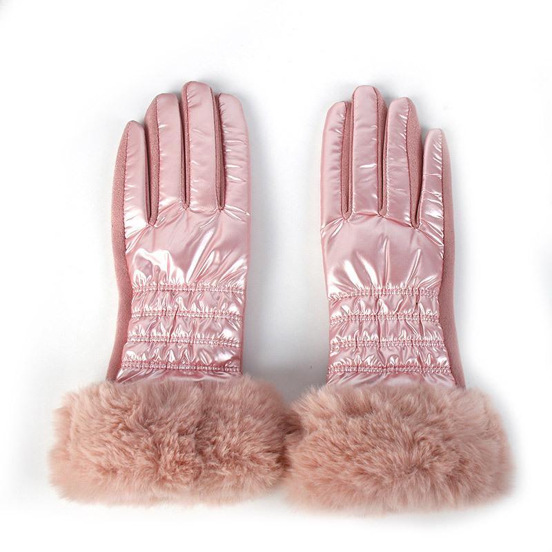 Перчатки женские бархатные утолщенные пуховые ветрозащитные и морозостойкие велосипедные сенсорные перчатки для сенсорного экрана теплые мохнатые темпераментные перчатки