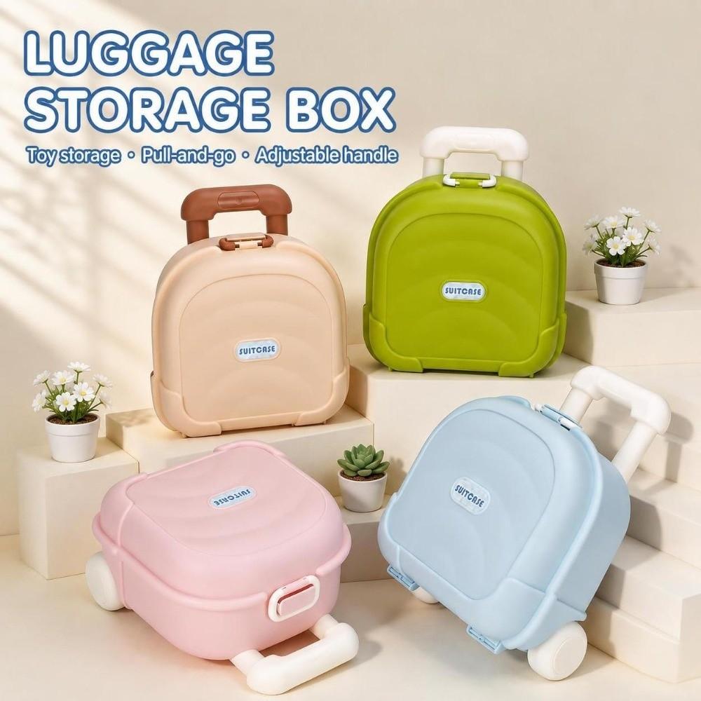 Retractable Handle Mini Suitcase Storage Box Desk Organizer Toy Box Home Organization