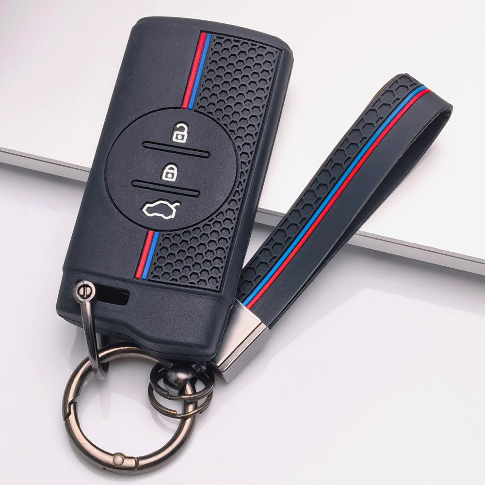 Мягкий силиконовый чехол для ключа зажигания Chery Tiggo 2 Tiggo 3X Tiggo 4 Tiggo 5X Tiggo 7 Pro с брелоком, сотовая текстура, гоночная полоса, защита брелока
