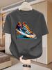 Summer Unisexs Cotton Casual Personalized Trendy Sneakers Graffiti Printed Round Neck Unisexs And Unisexs Short Sleeve Tshirt