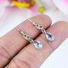 Natural Blue Topaz, Peridot Gemstone 925 Solid Sterling Silver Earring 1.5" a2G76