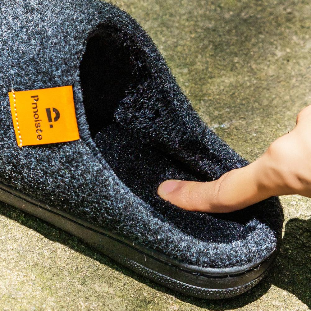 Мужские супермягкие фетровые тапочки с подушками из пены с эффектом памяти - Теплые зимние домашние туфли с нескользящей комфортной подошвой из ТПР