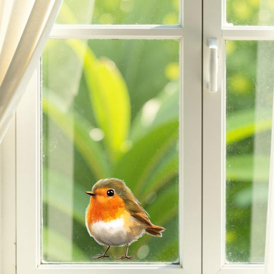 Large Crow Window Sticker Black Raven Bird on Branch PVC Decal Reusable Double-Sided Static Window Clings for Living Room Glass Door Window Decor