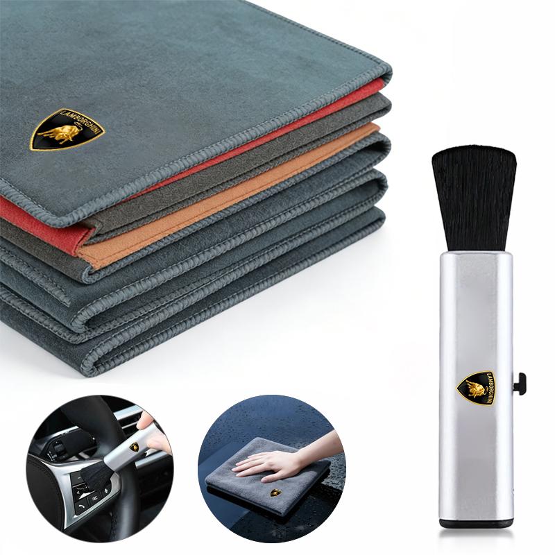 Sticker Microfiber Car Wash Towel & Retractable Cleaning Brush Car Washing Kit For Lamborghini Urus Huracan Aventador Premium PP47