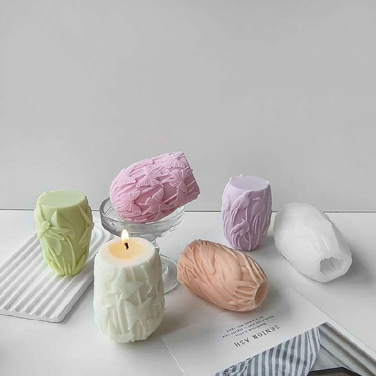 Силиконовые формы для рельефных цилиндрических ароматических свечей, формы для скульптур, практичные силиконовые формы для ароматических свечей