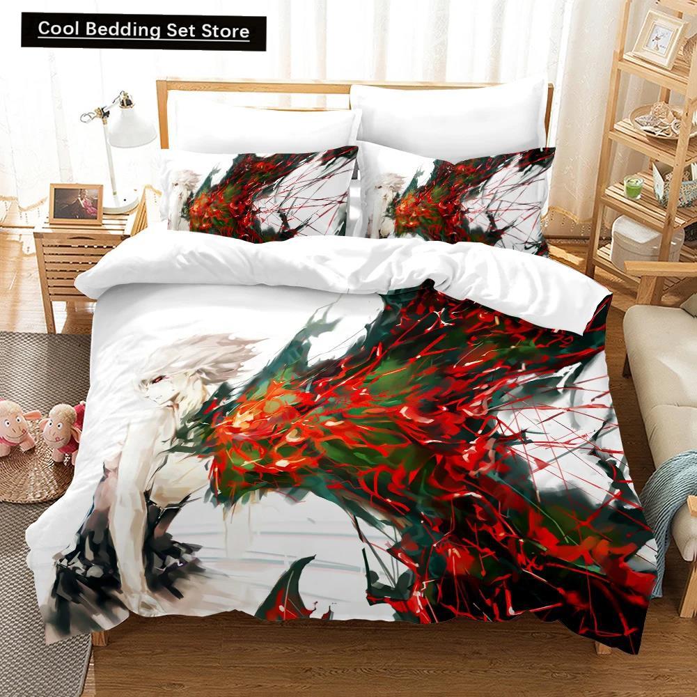 3D Printed Cartoons Tokyo Ghoul Kaneki Ken Bedding Set Duvet Cover Double Twin Full Queen King Adult Kids Bedclothes Quilt Cover