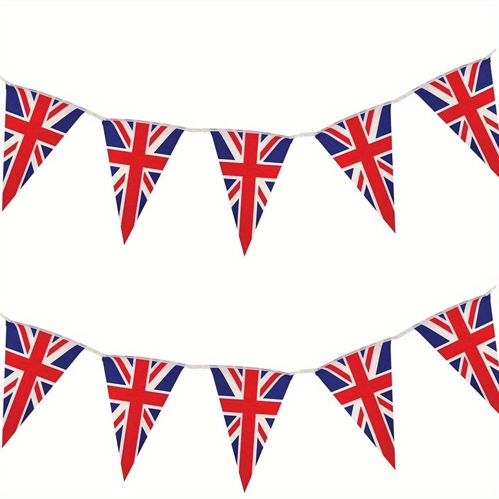 10m (32.8ft) 30 Flags UK British Flag String Flag Pennant Decoration Hanging Flag Pull Flag National Day Garden Decoration