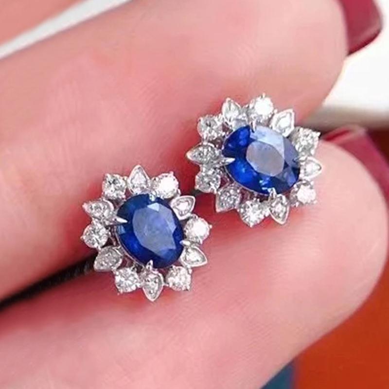 Серьги-гвоздики Huitan Vintage Blue CZ для женщин, свадебных юбилеев, вечеринок, темпераментных элегантных женских аксессуаров, роскошные ювелирные изделия