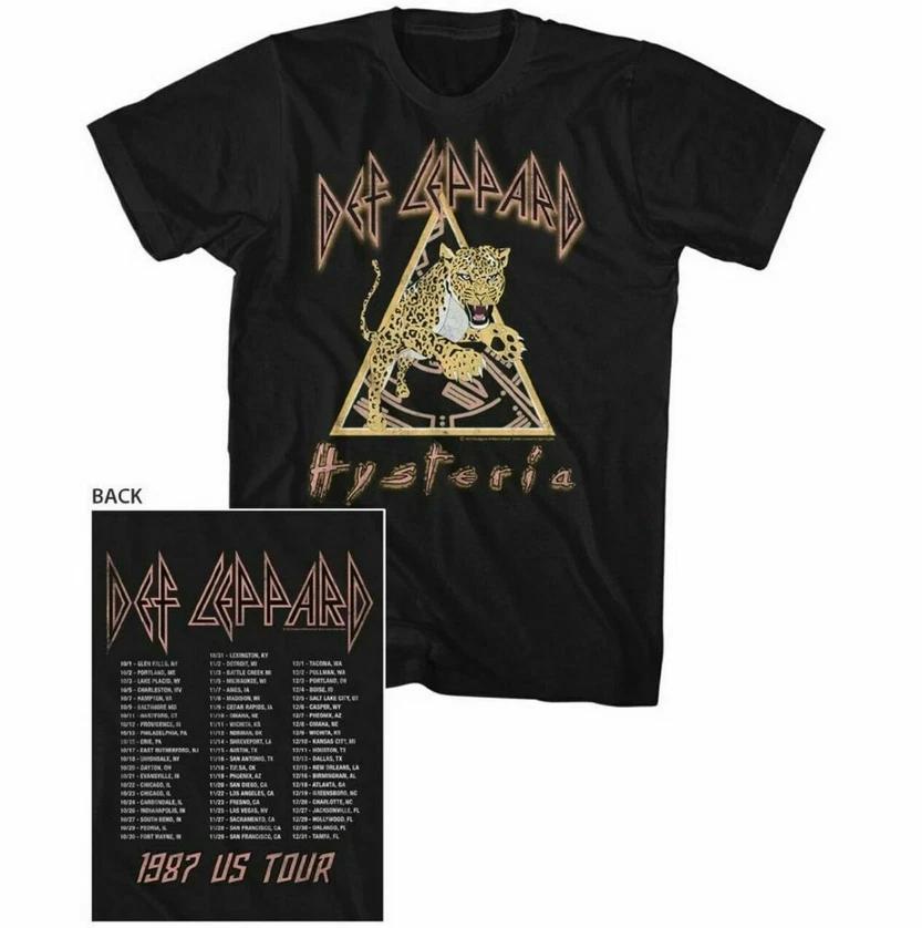 100% хлопок ТОПЫ UNISEX ФУТБОЛКИ МУЖСКИЕ ЖЕНСКИЕ Def Leppard Винтажная концертная футболка - Hysteria 1987 US Tour