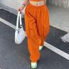 Women Low Waist Baggy Cargo Pants Loose Pocket Jogger Trousers Hippie Punk Streetwear