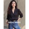 Базовая женская рубашка Basic House с V-образным вырезом и длинным рукавом
