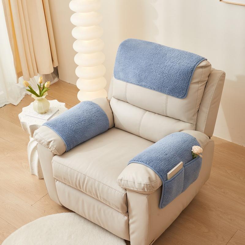 Лампа плюшевый коврик для дивана-реклайнера, однотонный мягкий чехол для кресла, нескользящая сумка для хранения, одиночная боковая подушка для дивана для гостиной