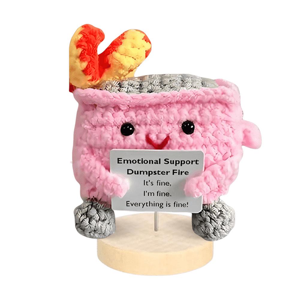 Emotional Support Dumpster Fire Cute Positive Crochet Dumpster Fire Crochet Trash Can Fire Funny Gifts for Friends Coworker