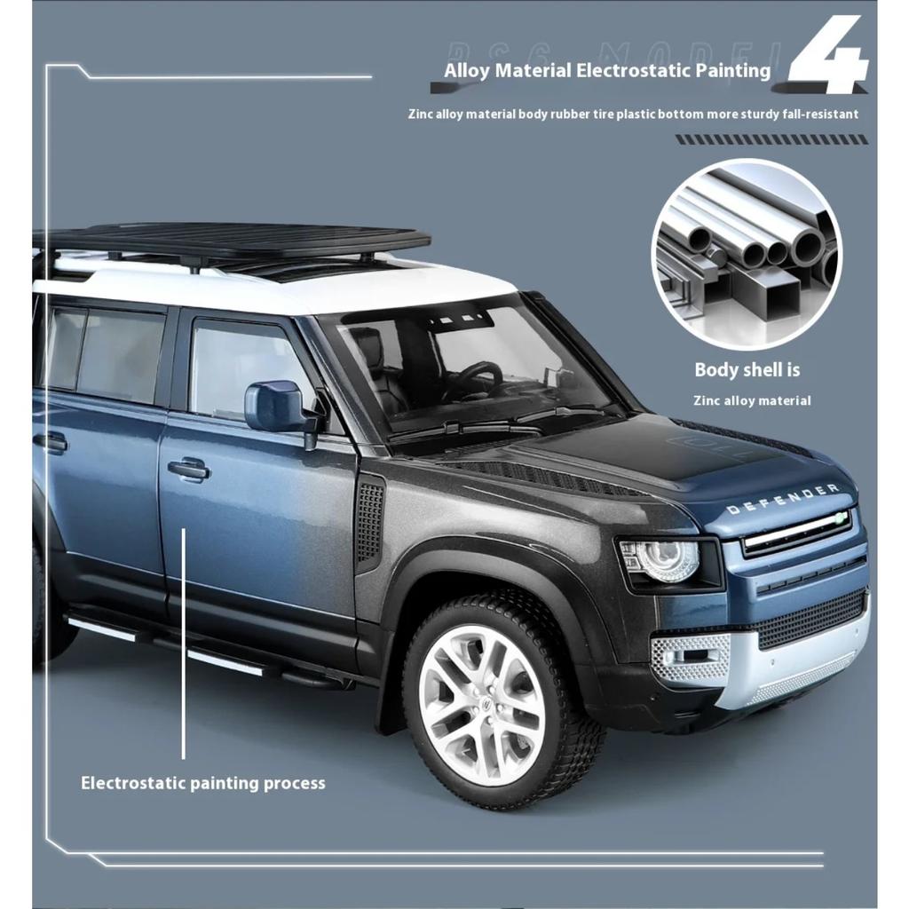 1/18 Scale Land Rover Large Defender 110 Alloy Car Model Toy Gift, Simulated Sound and Light Children's Toy Car, Birthday Gift for Boys
