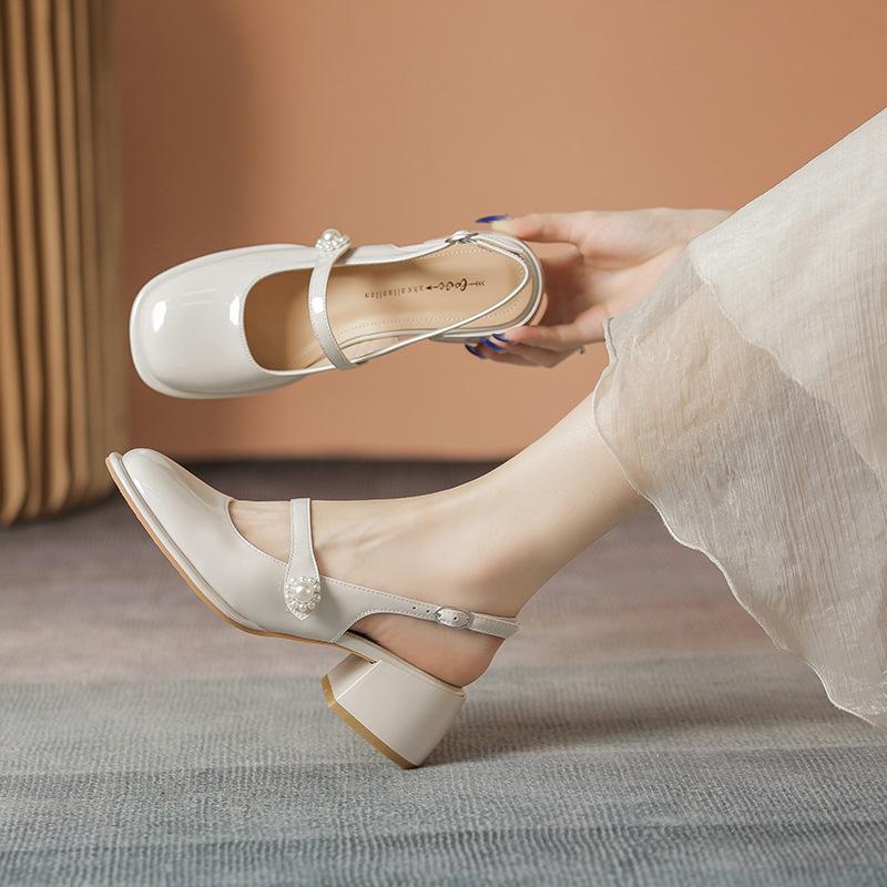 Кожаные туфли на плоской подошве для женщин Huizhou, туфли на высоком каблуке, классные тапочки, универсальные летние босоножки на высоком каблуке для женщин