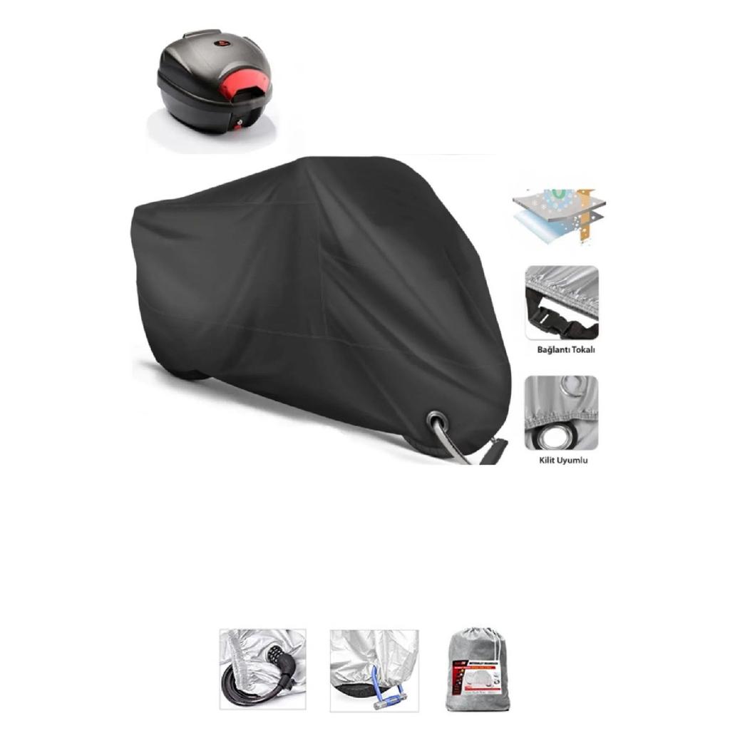 Черный мотоциклетный брезент с задней сумкой и замком, совместимый с Rks Reale 125x, безопасный
