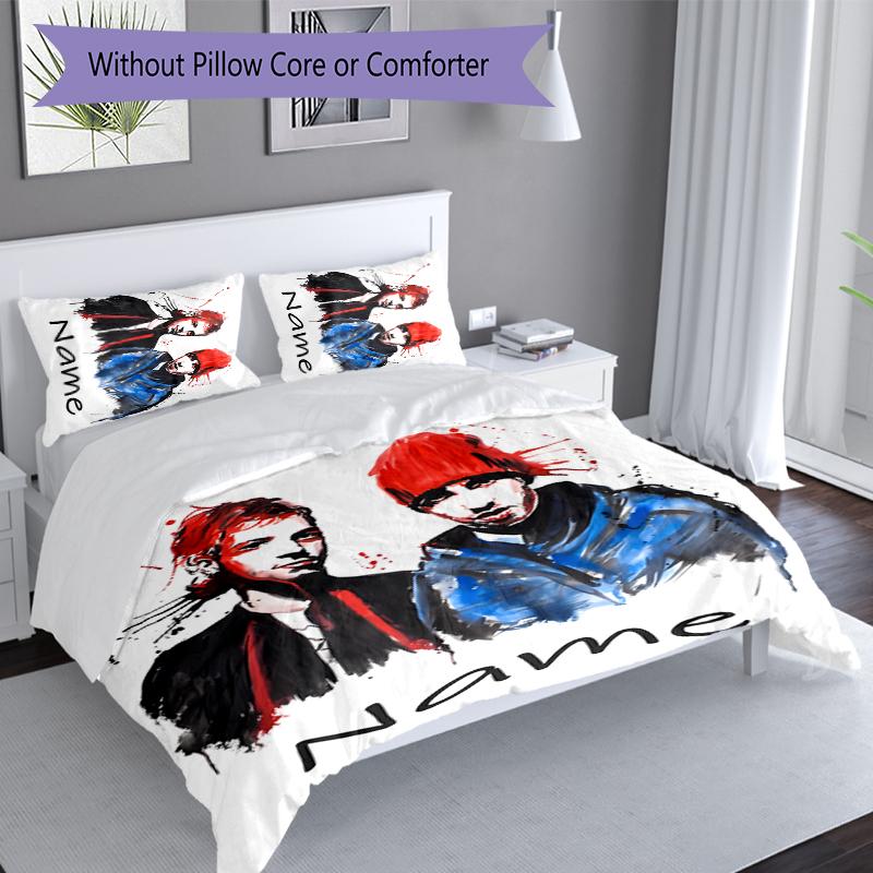 3pcs Custom Name Twenty One Pilots Bedding Set,Includes 1 Duvet Cover and 2 Pillowcases,All-season Bedroom Decor