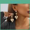 Heart Gold Trendy Pendant Earrings Vintage Geometric Heart Studs Fashion Style Street