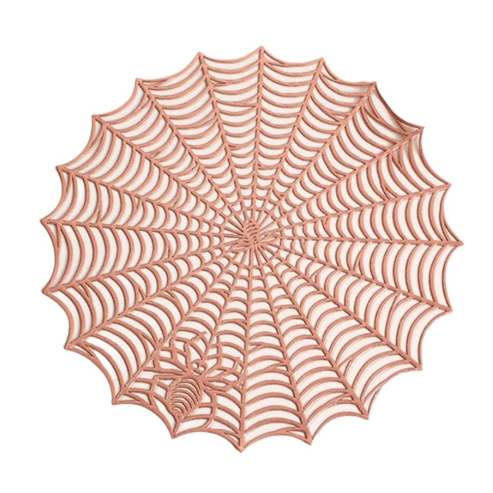 4PCS Hollow Out Spider Web Coaster PVC Cup Mat Easy To Clean Tableware Heat-Insulating Mat Party