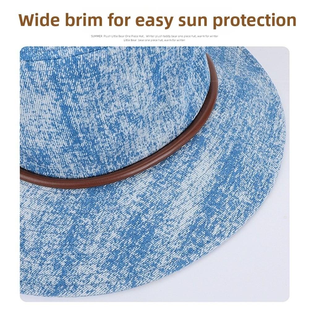 Big Eaved Bucket Hat Washed Denim Sun Cap Casual Travel Hats Four Seasons