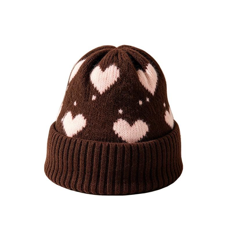 Korean Style Cute Heart Knit Hat Winter Warm Women S Beanie