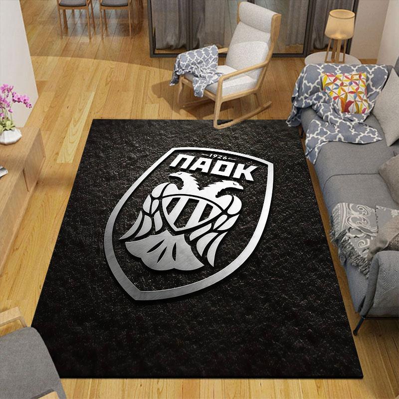 PAOK Flannel Printed Carpet, Home Sofa Decoration for Living Room & Bedroom, Non‑Slip Play Flannel Floor Mat for Game Room