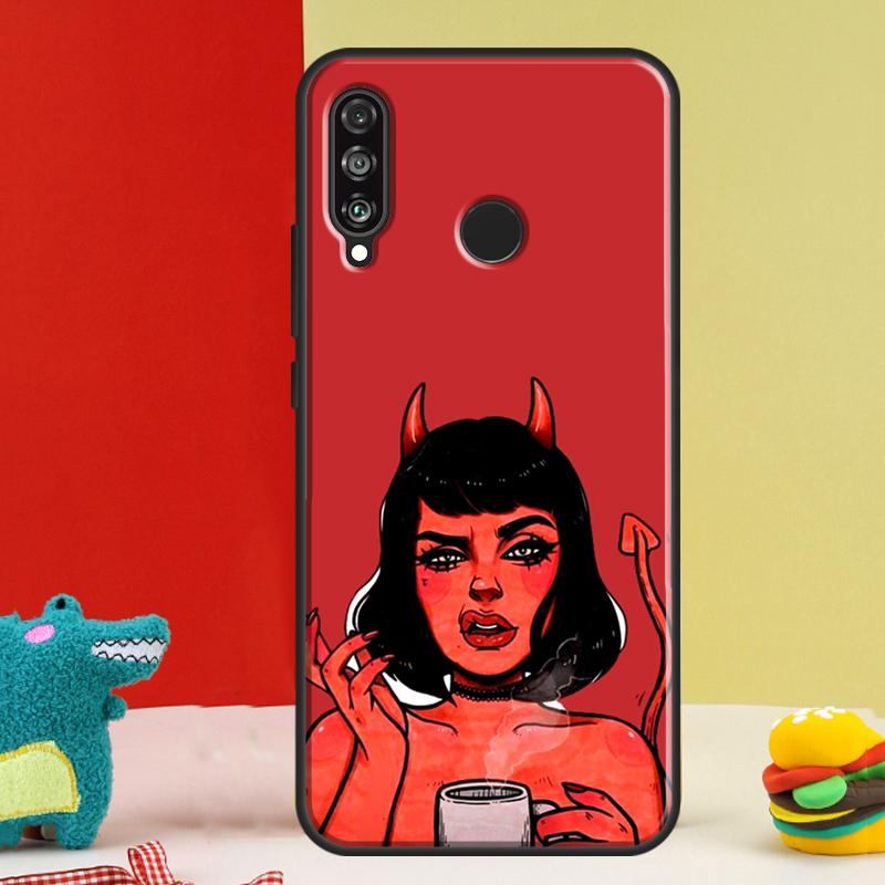 Чехол 'Дьяволица' для Huawei Nova 5T 9 10 SE 12i 12s 11i Y91 Y90 Y60 Y70 Y72 Y61 P60 P30 Pro P20 P40 Lite