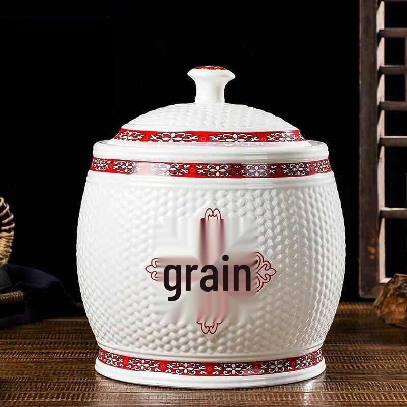 Керамическая рисовая банка Jingdezhen с крышкой - Влаго- и насекомозащитный контейнер для хранения